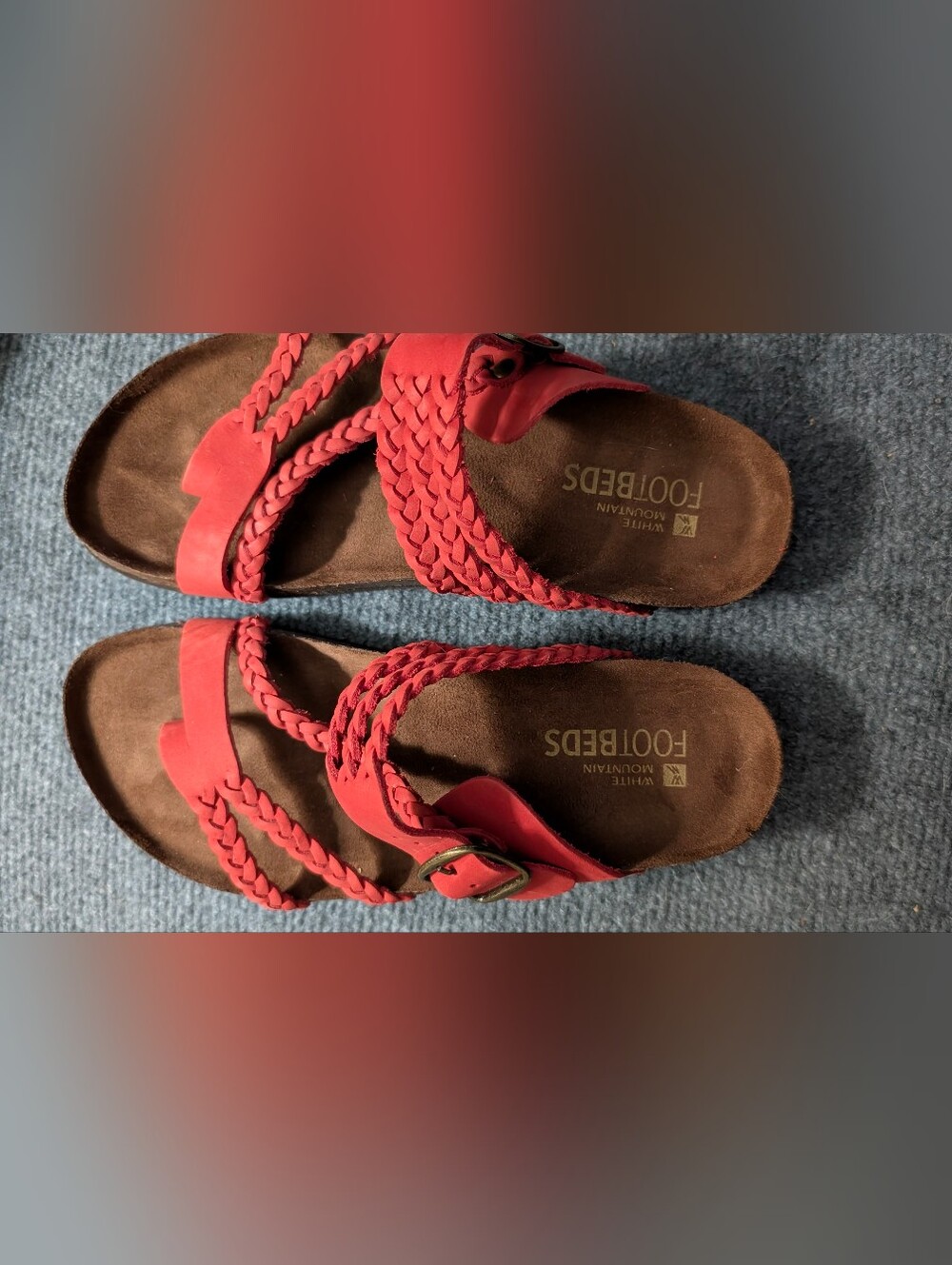 White Mountain Red Braided Strap Sandals